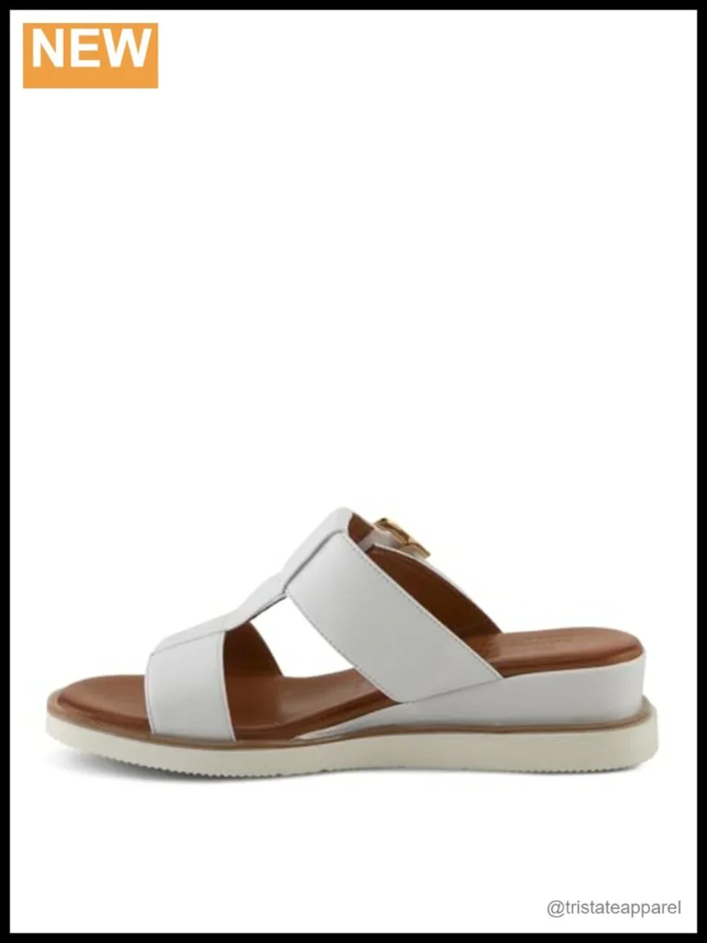 Leather Wedge Platform Sandals Adjustable Buckle Slip On Comfort Footbed